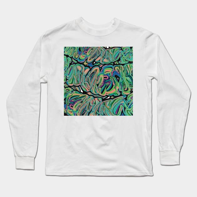 Neon Graffiti Slime - Paint Pour Art - Unique and Vibrant Modern Home Decor for enhancing the living room, bedroom, dorm room, office or interior. Digitally manipulated acrylic painting. Long Sleeve T-Shirt by cherdoodles